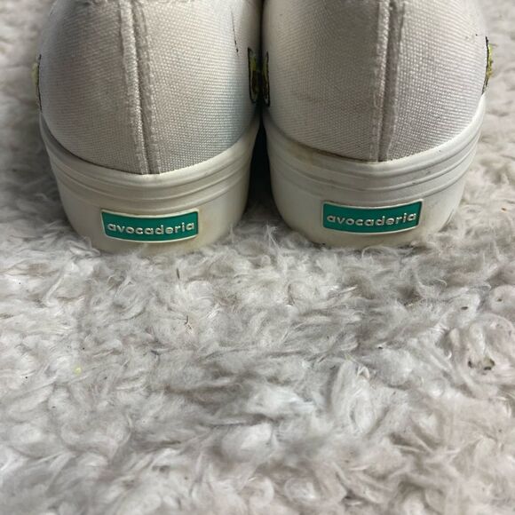 Superga White Canvas Platform Embroidered Avocado Sneakers EURO SZ41 - Picture 4 of 10